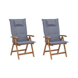 Conjunto de 2 cadeiras de jardim com almofadas java madeira de acácia azul