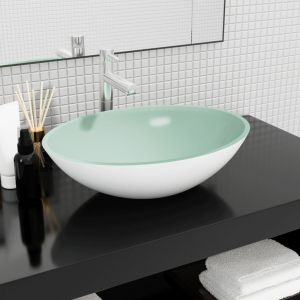 Lavatório 50x37x14 cm vidro branco pt1811