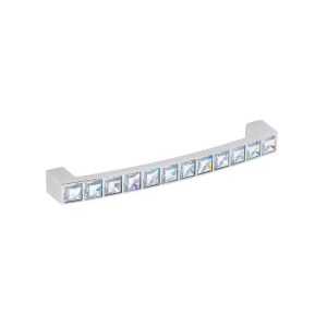 Puxador para mobiliário, zamac e vidro, dist  centros  128mm,balagem  6
