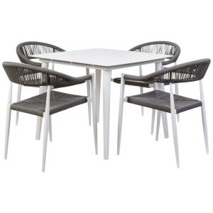 Mesa e 4 cadeiras, mesa: 90x90x74, cadeira (4): 56x60x78h cm