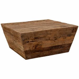 Mesa de centro em madeira reciclada castanha 90x90x40 cm (altura)
