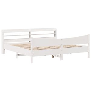vidaXL estructura de cama con cabecero madera de pino blanco 200x200cm
