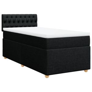 vidaXL cama box spring con colchón tela negro 90x200 cm