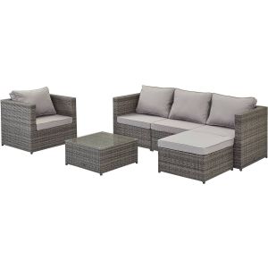 Conjunto de jardim em resina trançada <<monaco>> - florida - cinzento