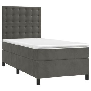 vidaXL cama box spring con colchón terciopelo gris oscuro 90x190 cm