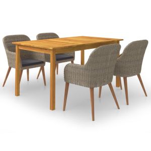 vidaXL juego de comedor para jardín 5 piezas marrón