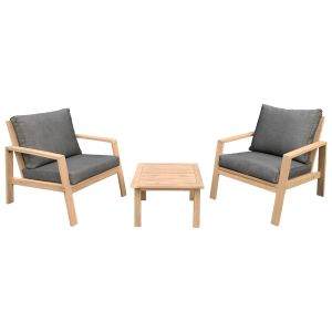 Conjunto de muebles de jardín tiga de 2 plazas de acacia - cojines grises
