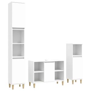 3 pcs conjunto móveis casa de banho derivados de madeira branco
