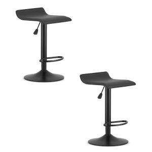 Valora banquetas eyrr couro preto base preta apoio pés x2