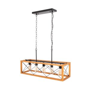 Luminária pendente madeira e metal 5 lâmpadas vintage "pandora"