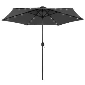 Guarda-sol jardim c/ luzes LED/poste alumínio 270 cm antracite ergft7100