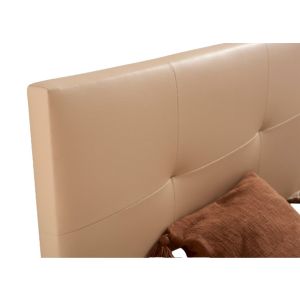 Cabeceira estofada descansin 135x120 cm bege tecido liso de couro sintético