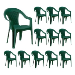 Pacote 12 cadeiras empilháveis com braços stack 56x75x79cm 7house