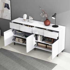 Aparador branco com 4 gavetas e 2 portas 68x160x40cm