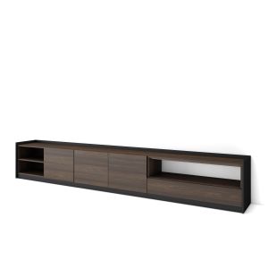 Móvel de tv, 310x37x50cm, carvalho escuro e preto rf4344