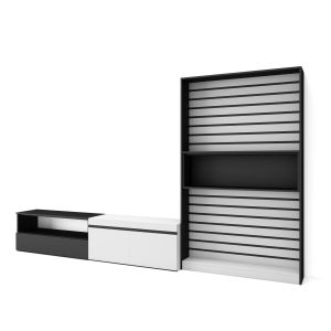 Conjunto de móveis tv, 310x35x186cm, branco e preto rf2850
