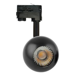 Foco LED cromado negro orientable 10w fenix, carril trifásico, 4000k