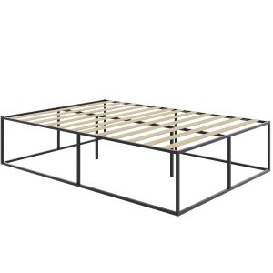 Estructura de cama de metal resistente 250kg e 140x200x46,5 cm, preto
