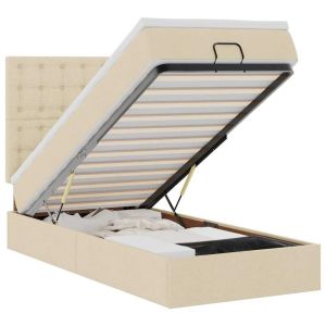vidaXL cama otomana con colchón de tela color crema 100x200 cm