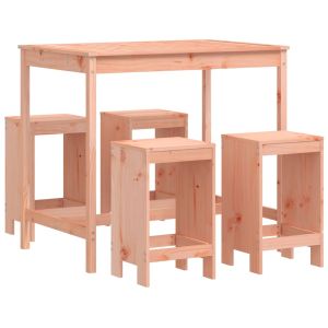 vidaXL mesa alta y taburetes de jardín 5 piezas madera maciza douglas