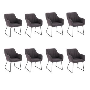 Silla de comedor con reposabrazos tejido paku - lote de 8 antracita