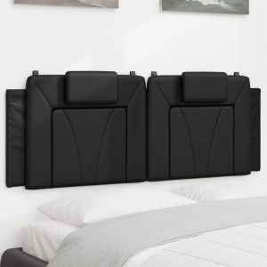Almofadão de cabeceira 140 cm couro artificial preto ptob9748