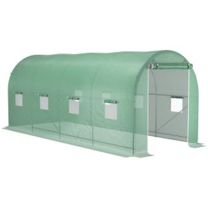 Estufa tipo túnel 500x200x205 cm pe e metal color verde Outsunny
