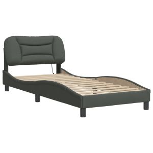 vidaXL estructura de cama con LED sin colchón hvar gris oscuro 80x200 cm