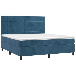 vidaXL cama box spring con colchón terciopelo azul oscuro 160x200 cm