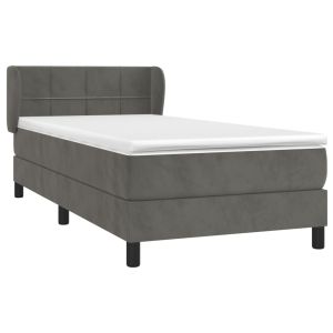 vidaXL cama box spring con colchón terciopelo gris oscuro 90x190 cm