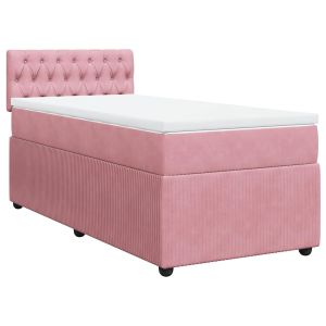vidaXL cama box spring con colchón terciopelo rosa 90x200 cm