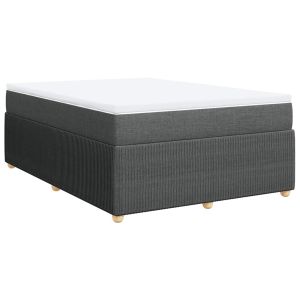 vidaXL cama box spring con colchón tela gris oscuro 140x190 cm