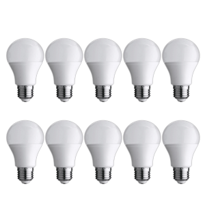 Pack x10 lâmpadas LED E27 branco 6000k, 10w, ângulo de abertura 330º