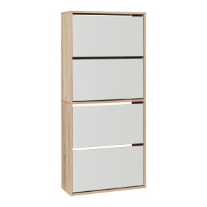 Sapateira espelhada lund com 4 portas - carvalho sonoma [en.casa]
