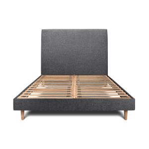 Cama 150x200 cm com cabeceira estofada - tecido tela fosca - preto