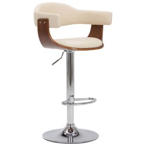 vidaXL taburetes de cocina 2 uds madera curvada cuero sintético crema