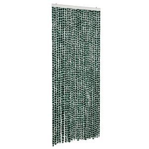 Cortina anti-insetos 100x230 cm chenille verde e branco