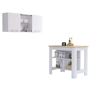 Conjunto de cozinha norfolk, ilha de cozinha + móvel de parede de cozinha