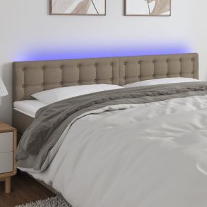 Cabeceira cama luzes LED tecido 180x5x78/88cm cinza-acastanhado ergft8943