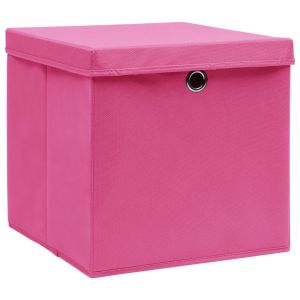 Caixas de armazenamento vidaxl com tampas, 4 peças, rosa, 28x28x28 cm