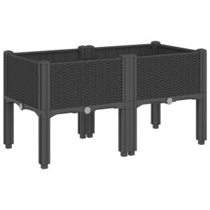 vidaXL jardinera con patas pp negro 80x40x42 cm
