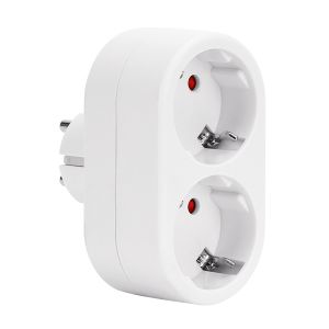 Aigostar adaptador tomadas europeias 2 tomadas,tomada de terra, branco