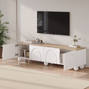 Móvel de tv 4 portas branco e carvalho 45x180x40cm