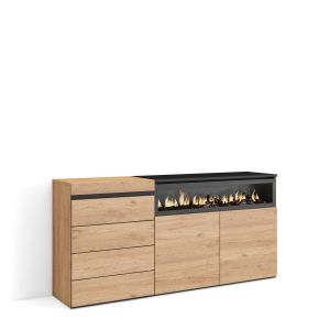 Cómoda, carvalho, lareira eléctrica rf3434