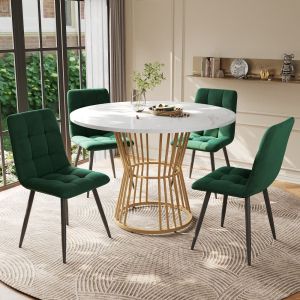 Conjunto mesa de jantar redonda 5 peças mdf 100cm com 4 cadeiras veludo