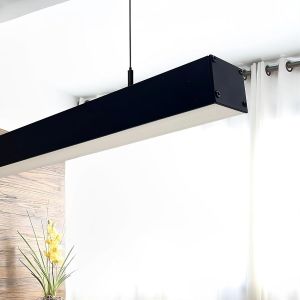 Lámpara techo lineal negra 2m, 72w, colgante o superficie, luz fría 6000k