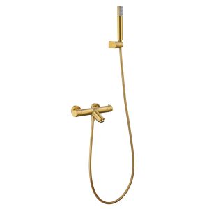 Kit termostático banheira-duche em latão e zamak ouro escovado
