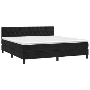 vidaXL cama box spring con colchón terciopelo negro 160x200 cm