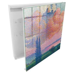 Armário para chaves decorativa 30x30x5, abertura à direita branca