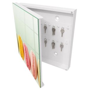 Caixa para guardar chaves decorativa 30x30x5, abertura à esquerda branca